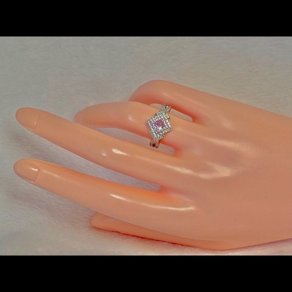 New Bridgeton 925 Silver Diamond Pink Sapphire Ring - Picture 6 of 7